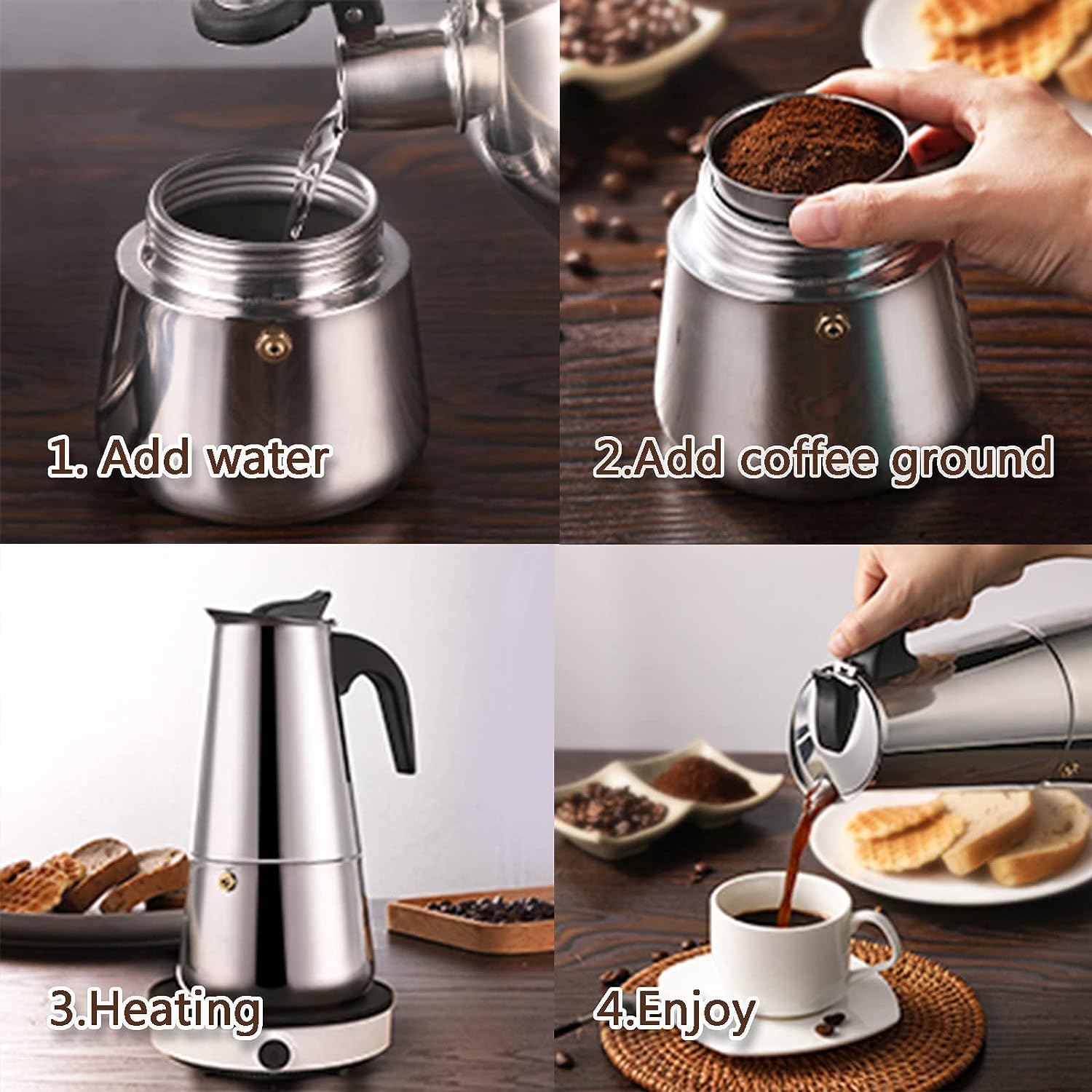 4/6/9 Cups Moka Pot Caffe Mach - Quality Coffee Equipment review and price